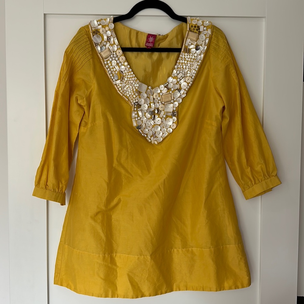 Silk cotton Sandy Starkman Seashell shell dress summer Barbie party Small S